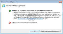 Installation d'Internet Explorer avec activation de SmartScreen